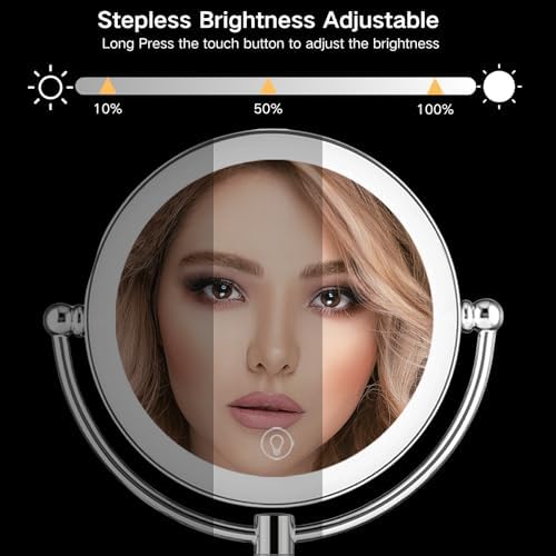 10-Inch wall-mounted Lighted Makeup Mirror with 1x 10x Magnification