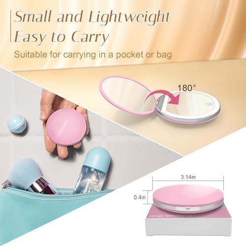 Zipper-Ready Compact Mirror with 1X3X Magnification