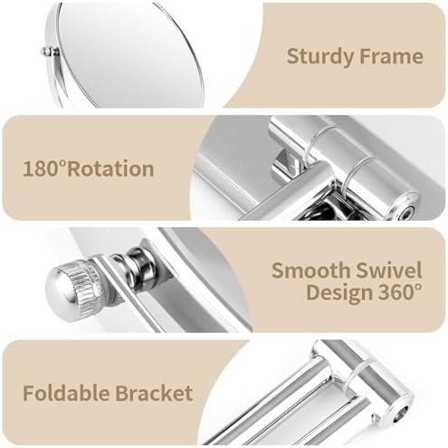 BTremyr 9-Inch Large Wall-Mounted Double-Sided 7X Magnifying Mirror