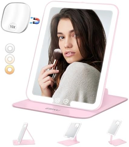 ESWU Compact Folding Travel Makeup Mirror with Light