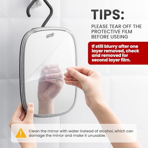 TAILI Fogless Portable Shower Mirror for MenWomen - Shatterproof Easy Hanging