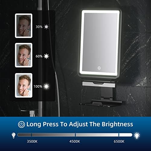 No Fog shower mirror with Squeegee 3-light modes