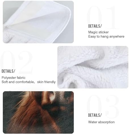 Scottish Highland Cow Fingertip Towels 2PCS Absorbent Kitchen Linen with Loop