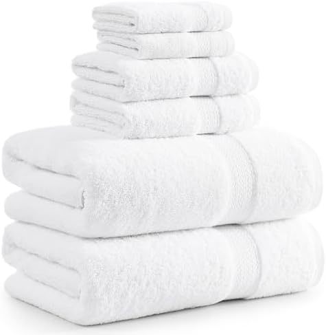 LANE LINEN 100 Cotton White Bath Towels Set