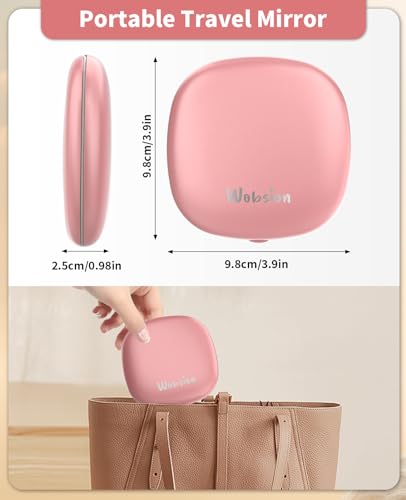Wobsion 10x Travel Mirror with Light Rose Gold 4in