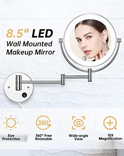 Gospire 85 Wall Mounted Lighted Magnifying Mirror with 360 Swivel