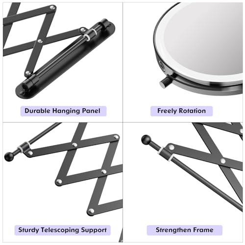 Freely Rotate 360 8X-10X MagnifyingDimable LightsPortableWall-Mounted MakeupMirror