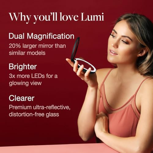 Fancii LED Lighted Travel Makeup Mirror 1x 10x Magnification Rose Gold