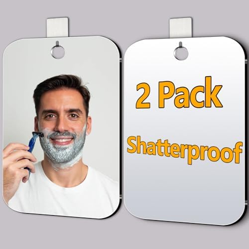 2-Piece Shatterproof Shower Mirrors - Compact Durable for Men Women