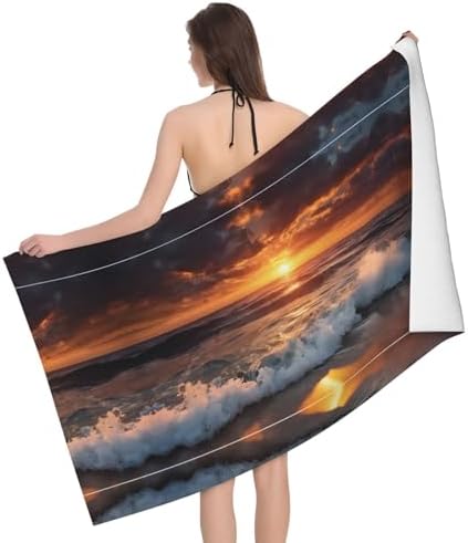 Sunset Harmonys Beachy Microfiber Bath Towel 52x32in