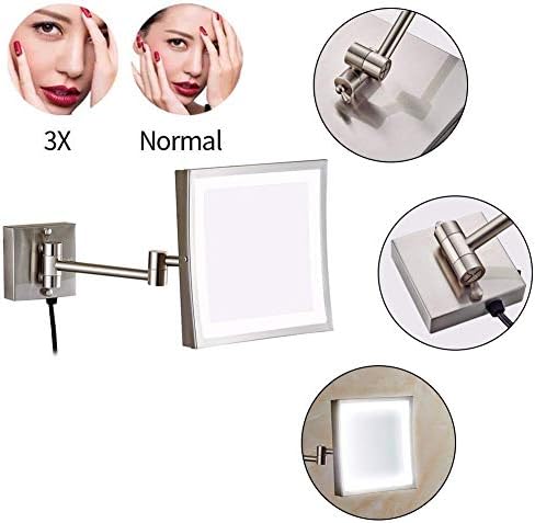 Wall-Mounted Vanity Mirror Magnifying Shaving Nickel Finish 85-inch 3X