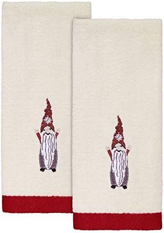 Festive Fingertip Towels Christmas Gnomes Collection Soft and Absorbent Cotton Velour