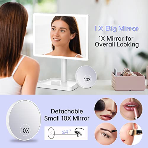 FUNTOUCH Rechargeable Makeup Mirror with Lights Phone Holder