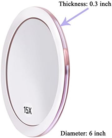 Santoo 15X Magnifying Mirror - Compact with suction cups for makeup precision