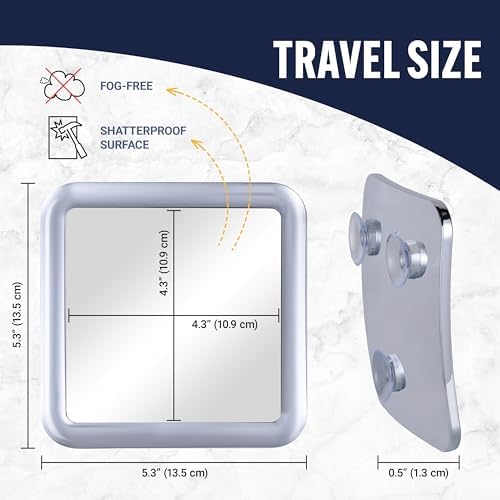 Travel Shower Mirror - Small Fogless Triple Suction