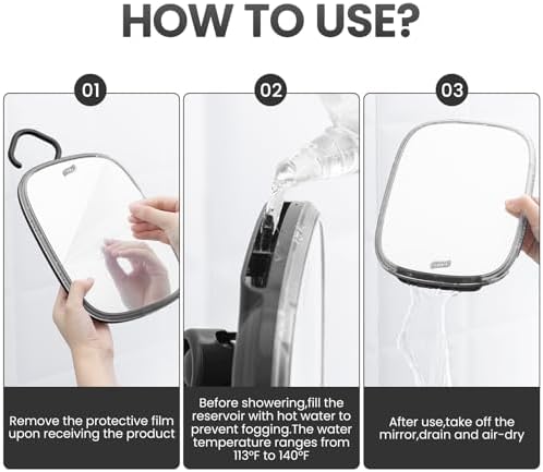 TAILI Fogless Portable Shower Mirror for MenWomen - Shatterproof Easy Hanging