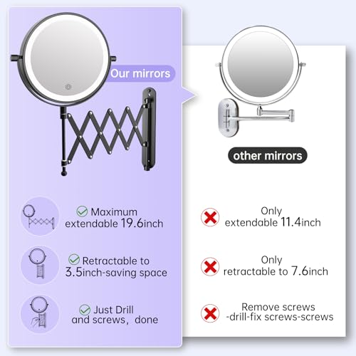 Freely Rotate 360 8X-10X MagnifyingDimable LightsPortableWall-Mounted MakeupMirror