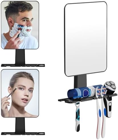 Fogless Shower Mirror with Razor Holder Anti-Fog Space-Saving Antibacterial