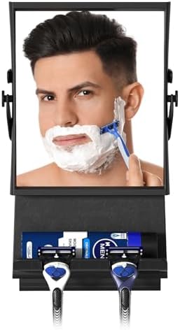 Fogless Dual-Sided Shower Mirror - Rust-Proof and Slick Black Design