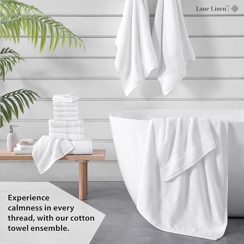 Premium 16-Piece White Bath Towels Set - Luxury Cotton for Wet Dry
