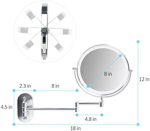 SEAE Miko 8-inch Wall-Mounted Makeup Mirror