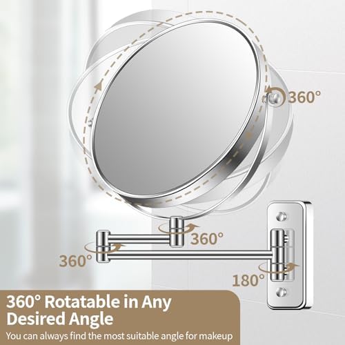 BTremyr 9-Inch Large Wall-Mounted Double-Sided 7X Magnifying Mirror
