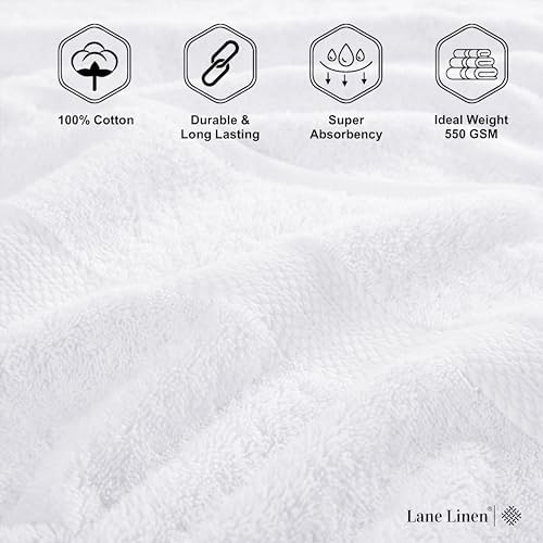 LANE LINEN 100 Cotton White Bath Towels Set