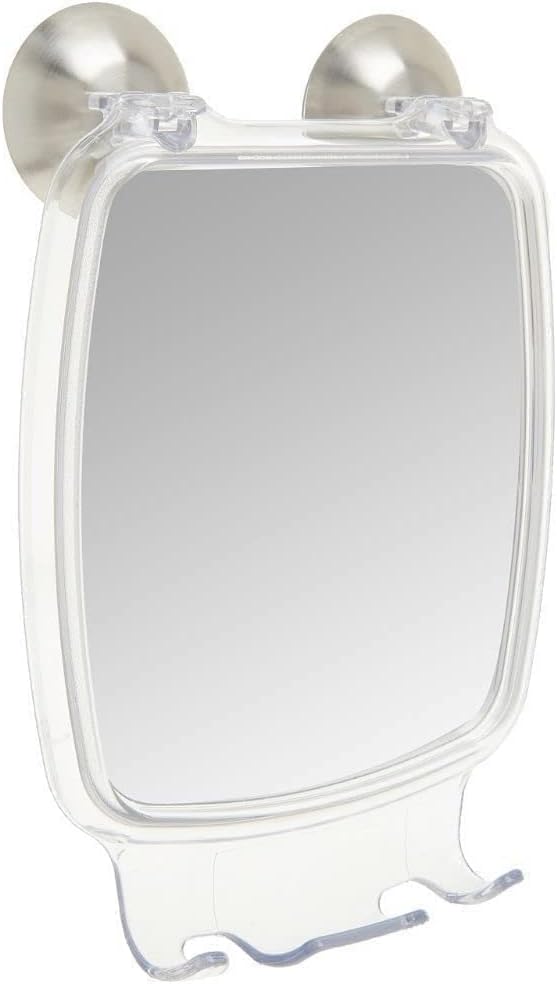 Sleek Suction Shower Mirror with Razor Storage