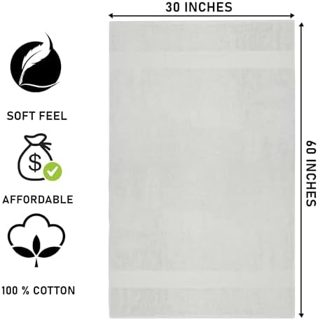 Zuperia Premium 100 Cotton Lightweight Absorbent 30x60-inch 4-Pack Cloud Grey