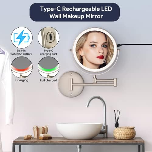 Spacious Wall-Mounted Makeup Mirror