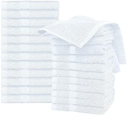 American Towels Linens 100 Cotton Durable Lightweight Ultra Absorbent Washcloth 24-Pack