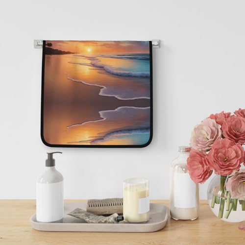 YYHWHJDE Sunset Beach Coral Velvet Towel