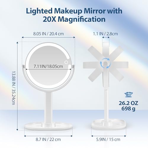 Double-Sided Makeup Mirror 20X with 8IN Size