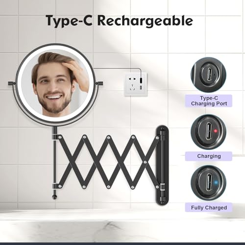 Freely Rotate 360 8X-10X MagnifyingDimable LightsPortableWall-Mounted MakeupMirror