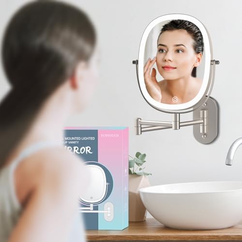 FUNTOUCH Double-Sided Wall-Mounted Makeup Mirror