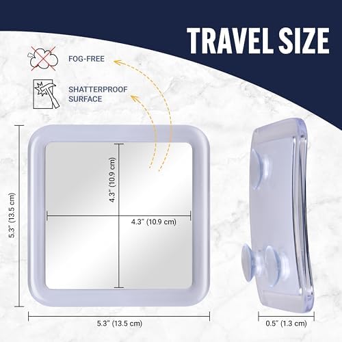 Compact Travel Shower Mirror with Anti-Fog Suction