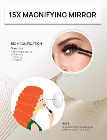 Macaki 6-Inch 15X Magnifying Mirror with 3 Suction Cups