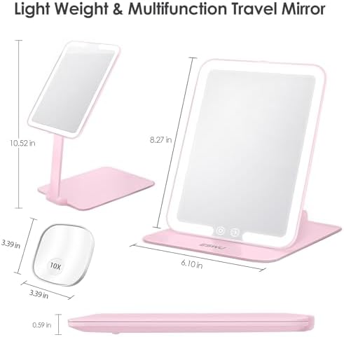 ESWU Compact Folding Travel Makeup Mirror with Light