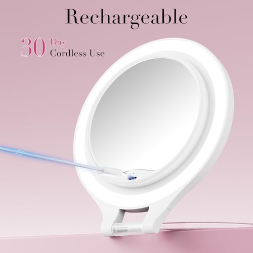 FASCINATE Rechargeable Travel Magnifying Mirror with 10X Increments