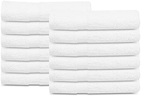 GOLD TEXTILES 12 Pcs Cotton Blend Terry Bath Towels
