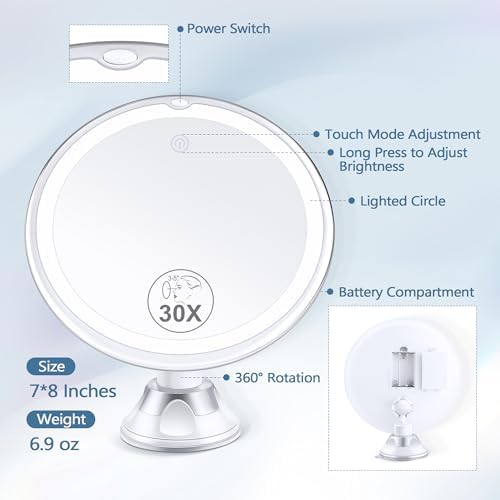 B Beauty Planet - 30X Magnifying Mirror with Light Precision Tool