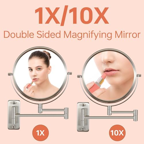 Erlingeryi 8 Double-Sided 10X Makeup Mirror for Bathroom