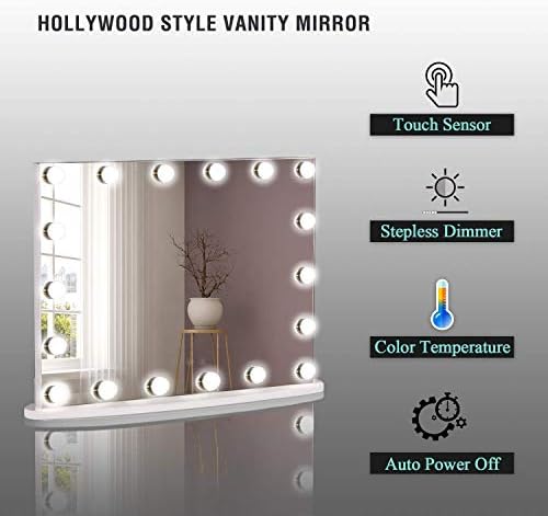 LUXFURNI Hollywood Vanity Mirror with Lights