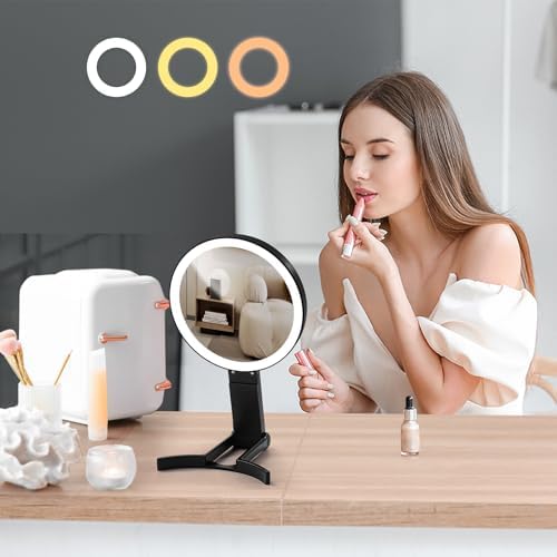 Compact Travel Makeup Mirror for Women with 3 Lighting Modes
