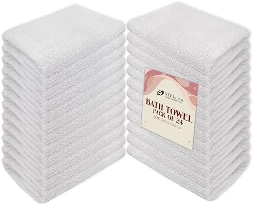 24 Pack White Bulk Bath Towels - Economy bath towels for Commercial Use