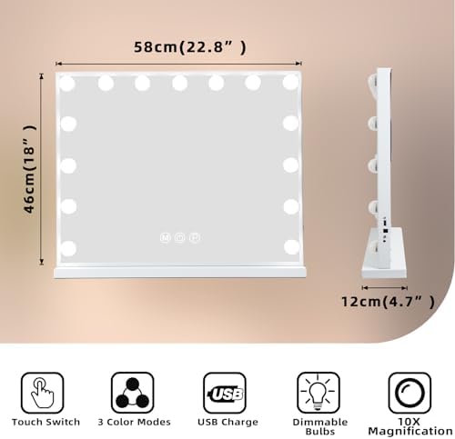 Fenair Vanity Mirror with LED Lights and USB Charging Port