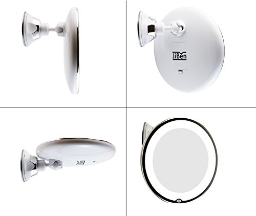JiBen LED Lighted 10X Magnifying Makeup Mirror