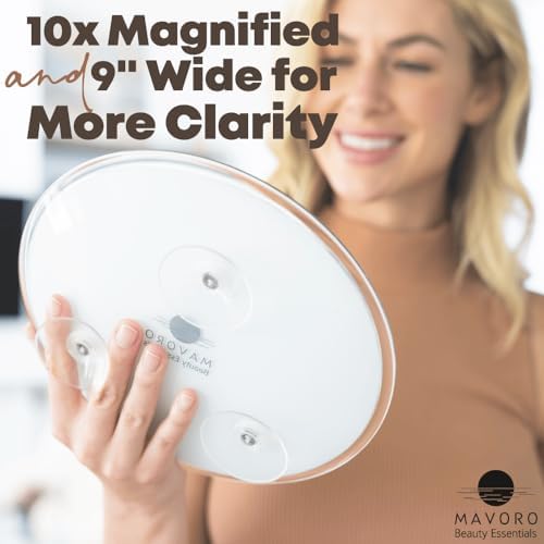9-Inch Magnifying Mirror with Suction Cups for Makeup and Travel