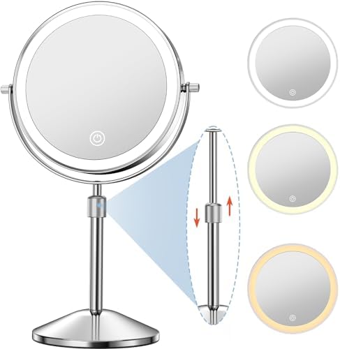 Vanity Mirror with Lights 7 Rechargeable 1x10x Lighted Makeup Mirror
