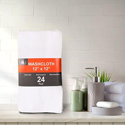 T L Towel and Linen Mart 24 Pack Wash Cloths White